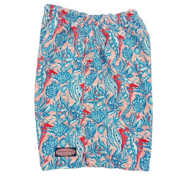 Vineyard Vines Swim Shorts Trunks Mens Small Blue Mesh Sea Horses Print Beach - Picture 6 of 12